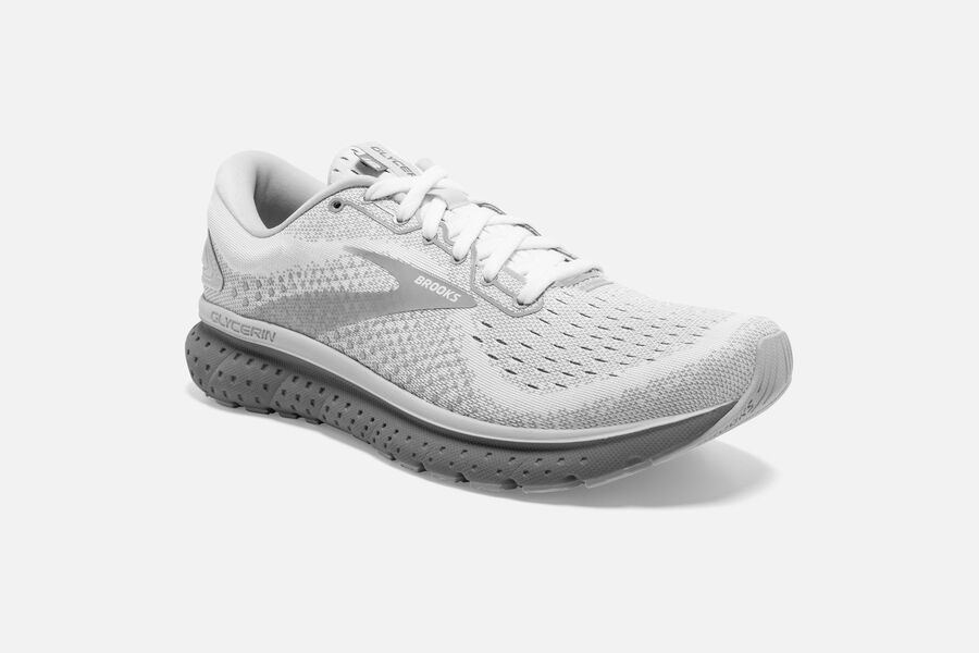 Brooks Israel Glycerin 18 Road Running Shoes Womens - White/Grey - DWC-476231